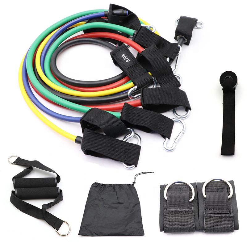 customized 1.2m 11pcs Resistance Bands Set With Foam Handles