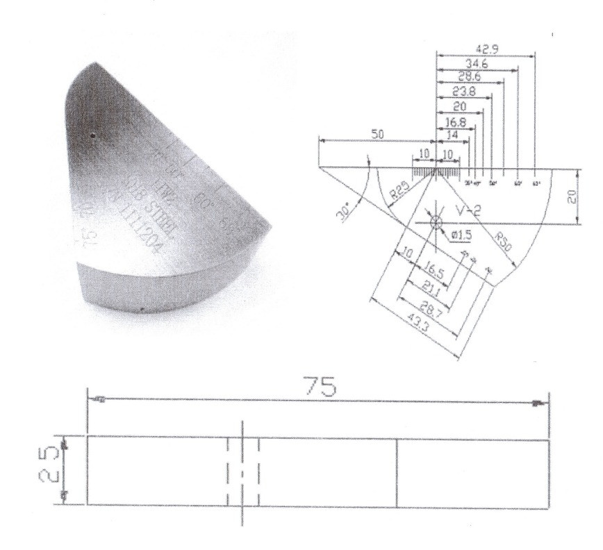 IIW V2 Ultrasonic Inspection Calibration Test Block