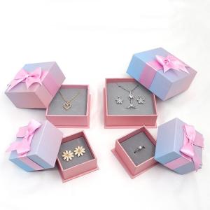 China Color Shape and Logo Custom Gift Jewelry Storage Box with Ribbon Bow Gravnre Printing wholesale