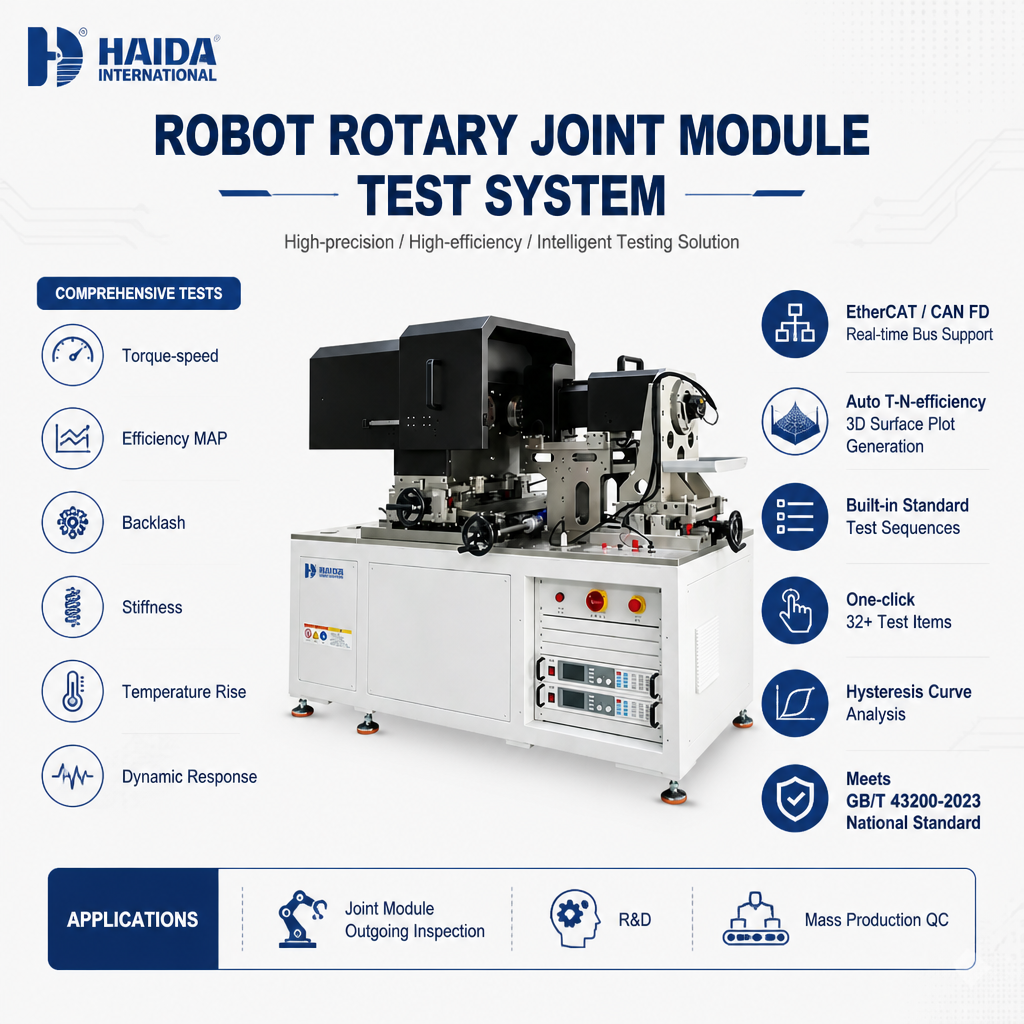 Robot Rotary Joint Module Test System Torque Speed Peculiarity Efficiency Backlash Stiffness Dynamic Response Testing Equipment