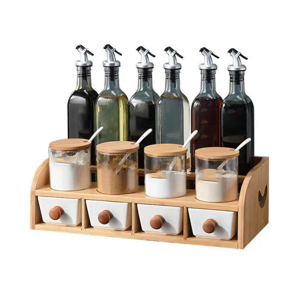 Sauce Jars Wooden Organizer Shelf 2 Tier Bamboo Spice Rack Wooden Crafts