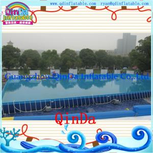 China Summer swimming rectangular PVC outdoor above ground metal frame pools wholesale
