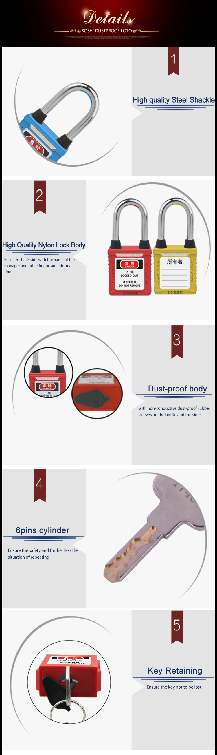 dust- proof keyed alike safety padlock with steel shackle