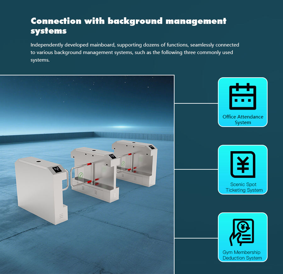 HCW Mechanical Swing Barrier Turnstile FRID Card Access Control 304 Stainless Steel