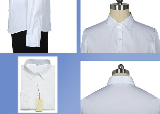 Office Uniform Shirts For Women , Perfect Long Sleeve White Shirt With Collar