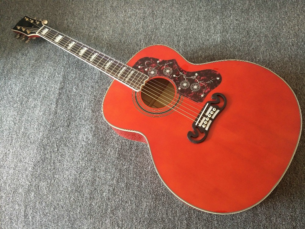 customization G200 Acoustic Guitar Flame red Top Solid spruce maple Tiger stripes Body Guitar