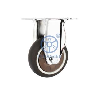 China Directional Wheels Fixed Plate Brown TPR Casters 2.5'' Diameter For Vending Machines wholesale