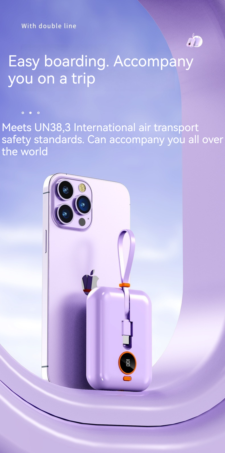 Type C Output Interface Portable 10000mAh Power Bank for Outdoor Charging and Devices