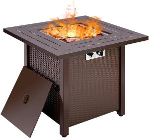 China 28 Inch 50,000 BTU Small Portable Propane Fire Pit With Lava Stone Wicker Look wholesale