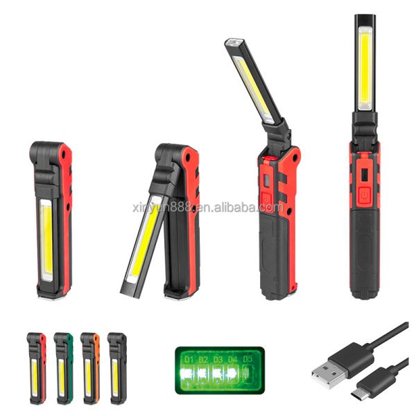 Rechargeable COB Work Lamp Inspection Lamp Handheld Foldable Multifunctional Portable Auto Repair Lamp LED with Magnet