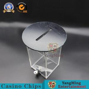 China Gambling Baccarat Poker Discard Holder Table Drop Playing Cards Acrylic Box Cash Carrier Round Bottom With 1 Lock wholesale