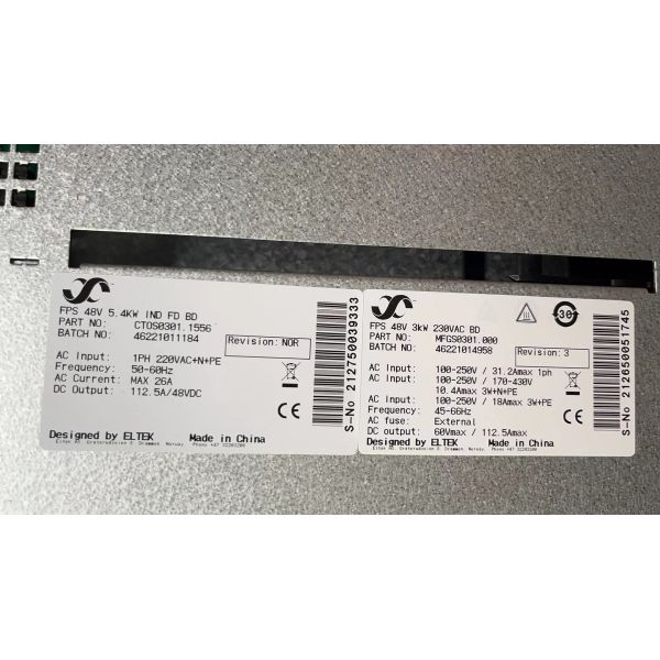Eltek 9KW Flatpack S Power System Flatpack S 2U 48/1800HE Module Flatpack S 48/1000HE 150A CTOS0502.Nnnn