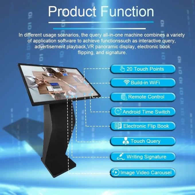 All In One Self Check Kiosk Horizontal Multimedia Display Android Windows