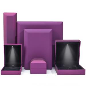 China Custom Logo Rectangle Purple LED Jewelry Box for and Retail in Rectangle Shape wholesale