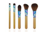 Printing Flower On Travel Makeup Brush Set Aluminum Ferrule Attractive Packaging