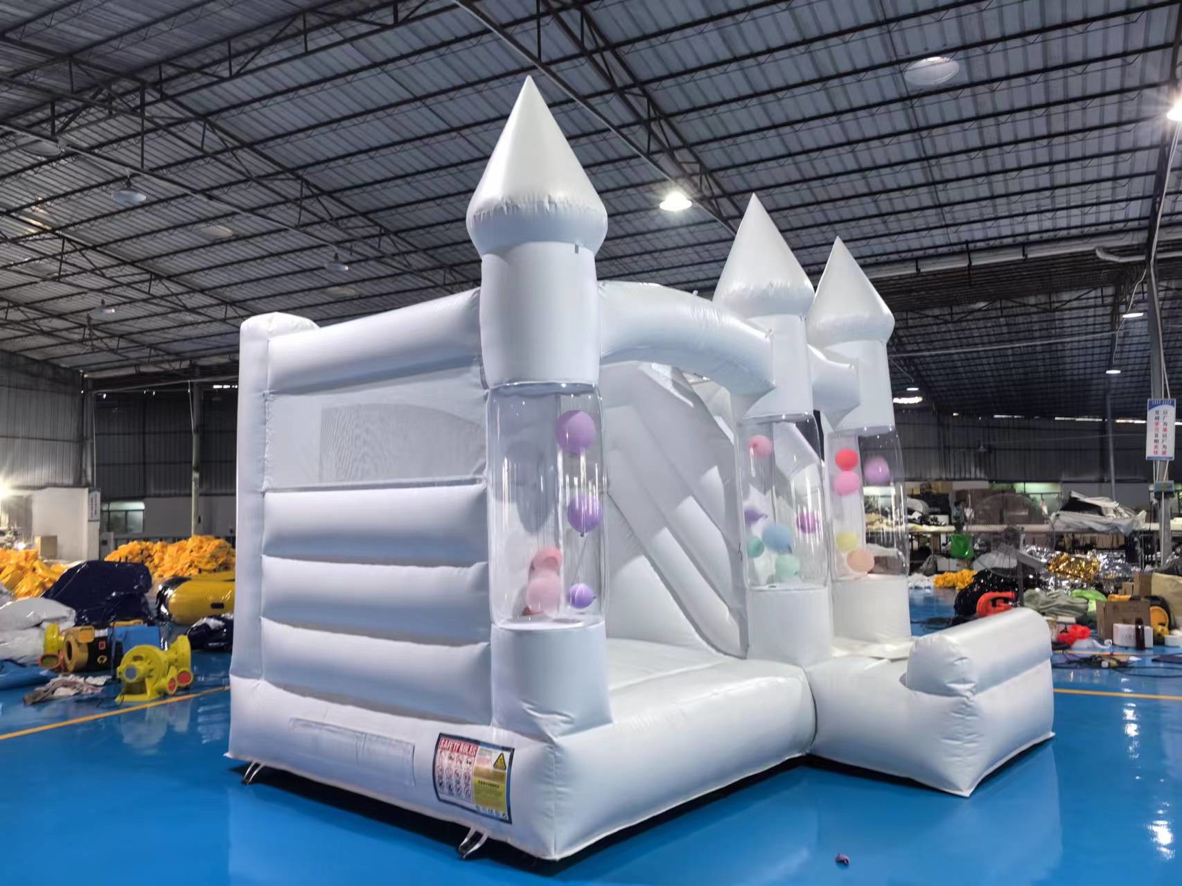 OEM Inflatable PVC Kids Bouncy Castle 13FT White Bounce House For Weddings & Birthdays With Blower-Factory Price