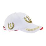 Customizable White F1 Racing Cap Gold Metallic Embroidered 6 Panels