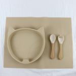 Food Grade Silicone Tableware Set , Silicone Suction Divided Plate Waterproof