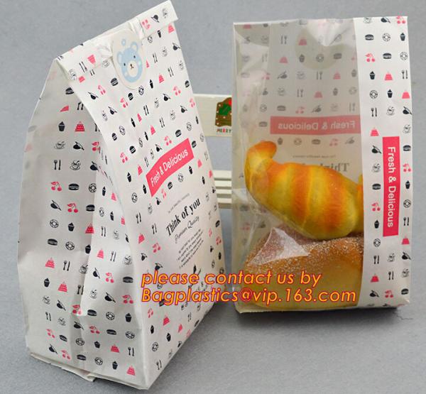 Bakery bread sandwich donut packaging food grade kraft paper bag with clear
