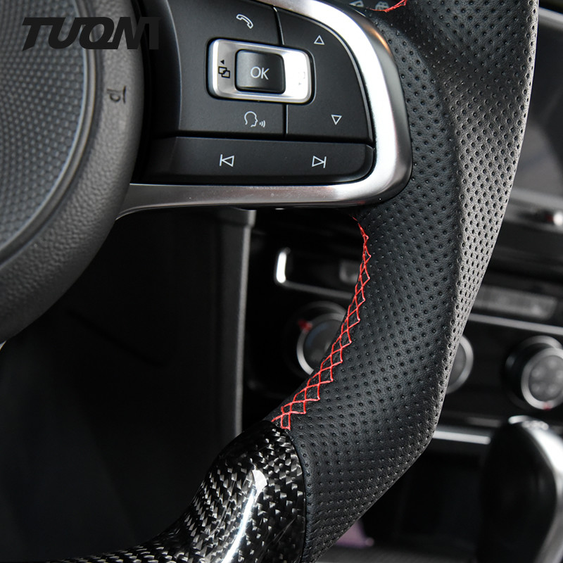 Plain Weave Gloss Volkswagen Carbon Fiber Steering Wheel 2022 New Customized