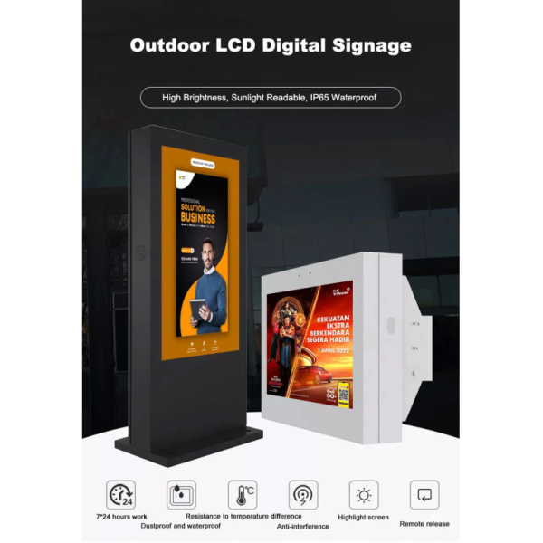 55 Inch High Brightness Waterproof IP65 Outdoor Advertising Screen Display with Android System