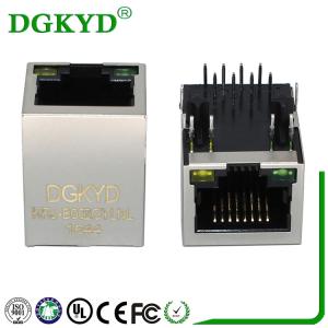 China China supplier KRJ-B002GYLNL metal shielded single port cat5 magnetic rj45 connector with LED wholesale
