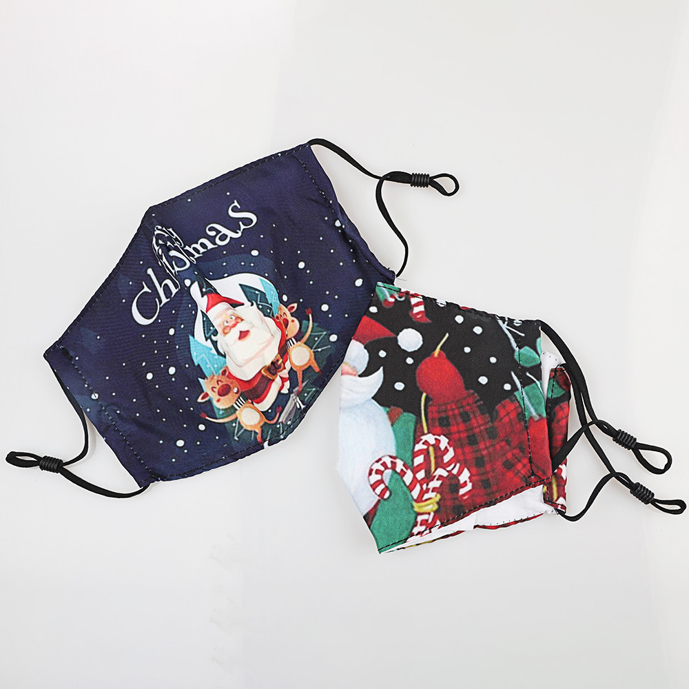 Washable Christmas Cotton Face Mask with Adjustable Loops and Nose