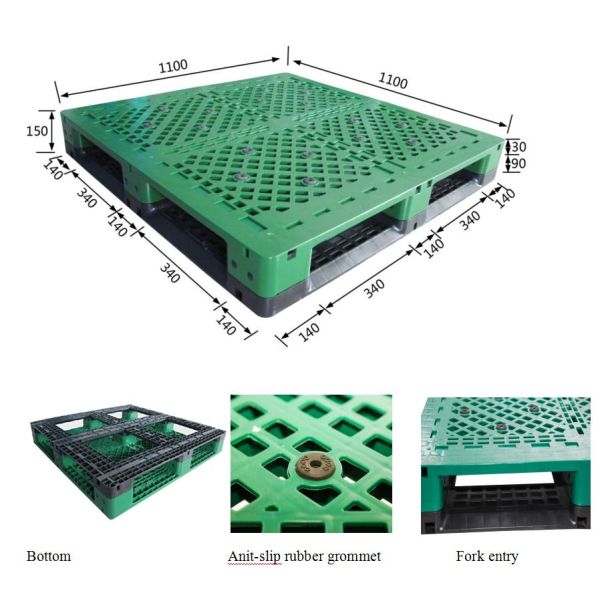 Warehouse Plastic Shipping Pallets 1100x1100mm Blue Plastic Pallet