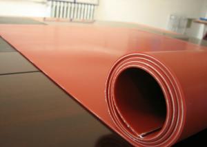 China Dark Red Heat Resistant Silicone Rubber Sheet Rolls Reinforced To Insert 1PLY Fabric on sale