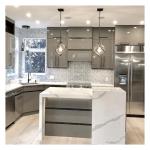 Faucet Accessories Dark Glass Panel Solid Wood Modular Kitchen Cabinets for