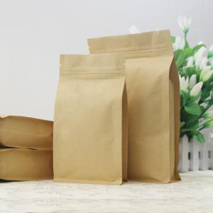 China Flat Bottom Kraft Paper Zipper Resealable Dog Food Bag wholesale