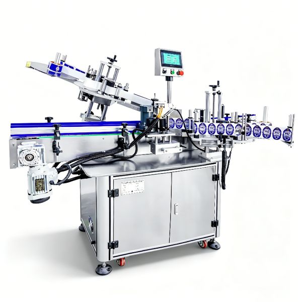Automatic Double Head Round Bottle Labeling Machine Beer Water Bottle Label Printing Machine Compatible With Date Code Printers