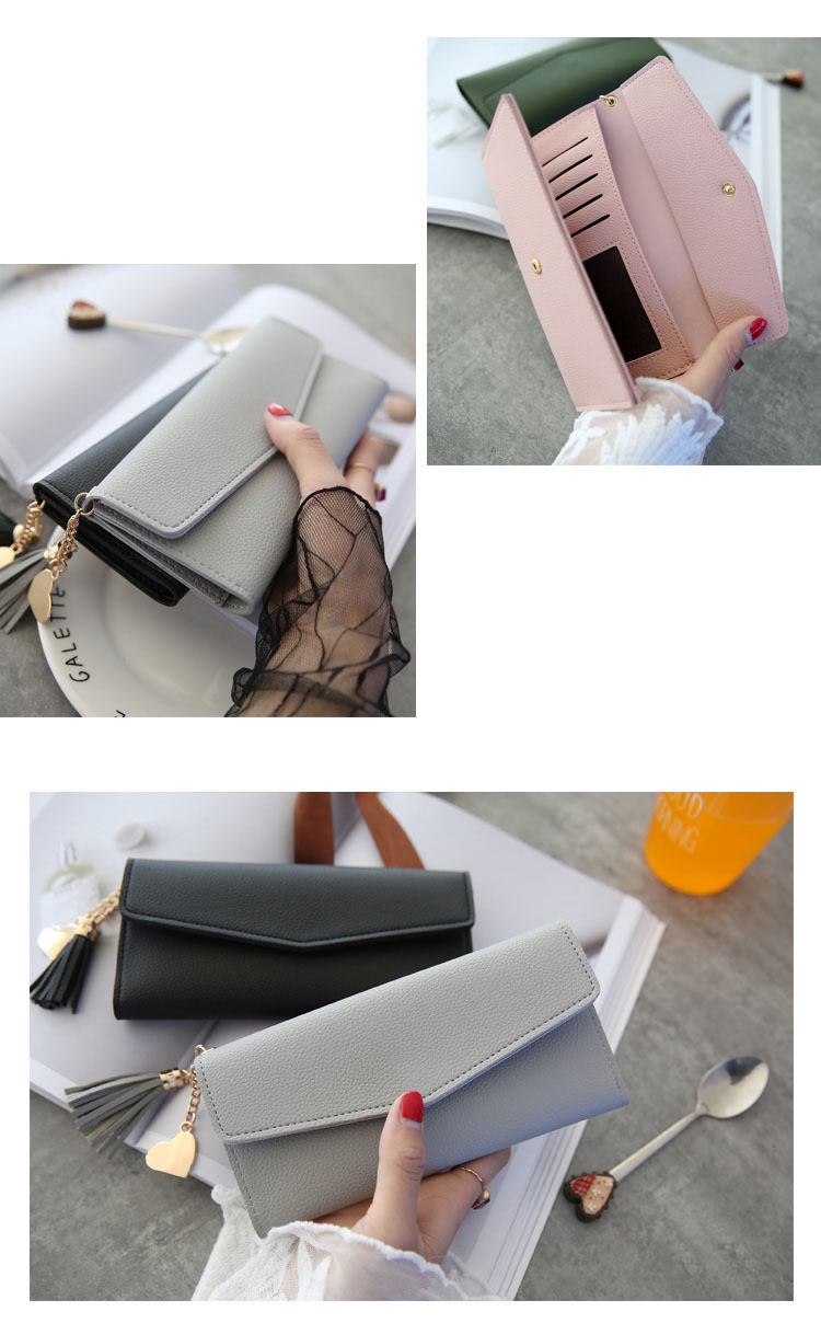 Solid Colors PU Leather Women Wallets Luxury Long Hasp Fold-over Pattern Coin Purses