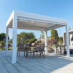 Aluminum Louvered Pergola Imitation Wood Grain Forest Garden Landscape With