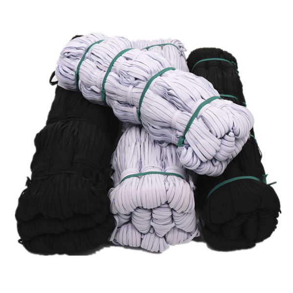 Various size flat elastic Custom 6mm bundle packing wholesale elastic band/White and black color elastic cord