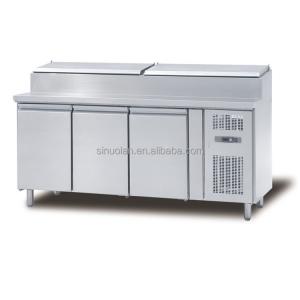 China Slotted Fresh-Keeping Salad Bar Display Counter Table Workbench Pizza Prep Cold Table Top Undercounter Fridge wholesale