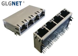 China 1000 Base - T Magnetic RJ45 Jack 1 X 4 Ports Tab Up Supports 100W UPOE+ wholesale
