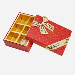 China Rectangle Paper Chocolate Packaging Box UV Printing With Ribbon Packaging wholesale