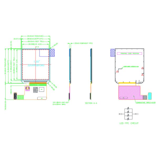 1.6 Inch TFT LCD Screen Module 262K ST7796H Transmissive LCD Screen Module