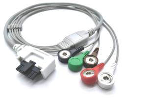 China Compatible Northeast ECG Holter 3 Leads 5 Leads cable 1metre AHA IEC With Snap Clip for Patient Monitor wholesale