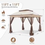 11x11 Pop-Up Instant Gazebo Tent with Mosquito Netting Outdoor Canopy Shelter