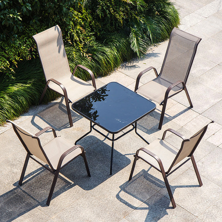 Leisure Outdoor Furniture Metal Teslin Mesh Armchair for Garden Balcony Patio Coffee