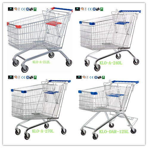 150L Metal Wire Shopping Trolley , Swivel TPE Casters Supermarket Shopping Trolley