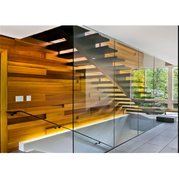 Commercial Straight Flight Staircase , Steel Structure Staircase Uninterrupted View