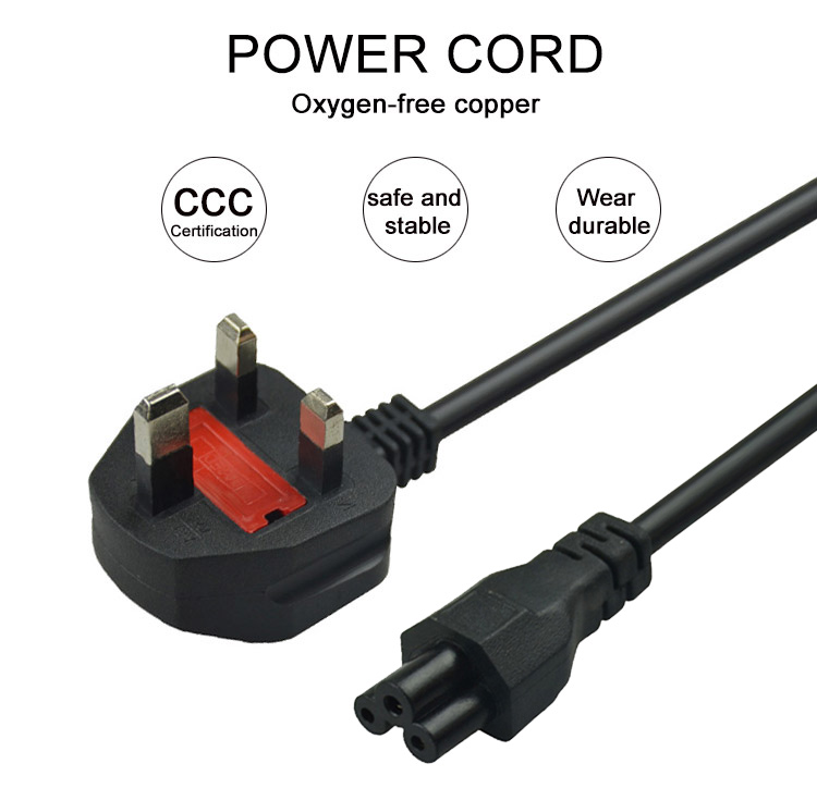 OEM ODM 1.5meters UK Power Cord Apply To Kettle Port And Laptop