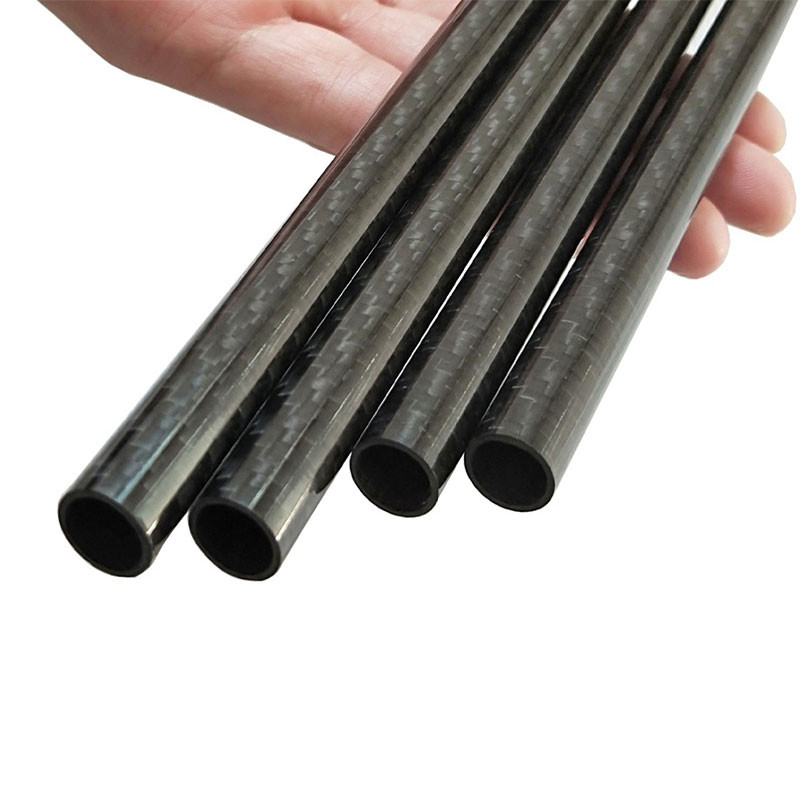 Corrosion Resistance 3K Carbon Fibre Pipe Wound 45 Degree Plain Weave