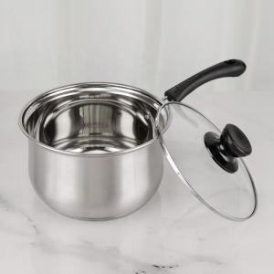 China Kitchenware Stainless Steel Soup Boiling Pot Milk Pan with Glass Lid on sale