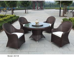 China 5 pc rattan dining set outdoor furniture garden wicker dining table & chair furniture on sale