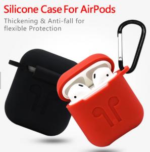 China Protective Charging Case Cover For Air Pods Portable Soft Silicone Skin cover case with Carabiner Keychain for Apple Air wholesale