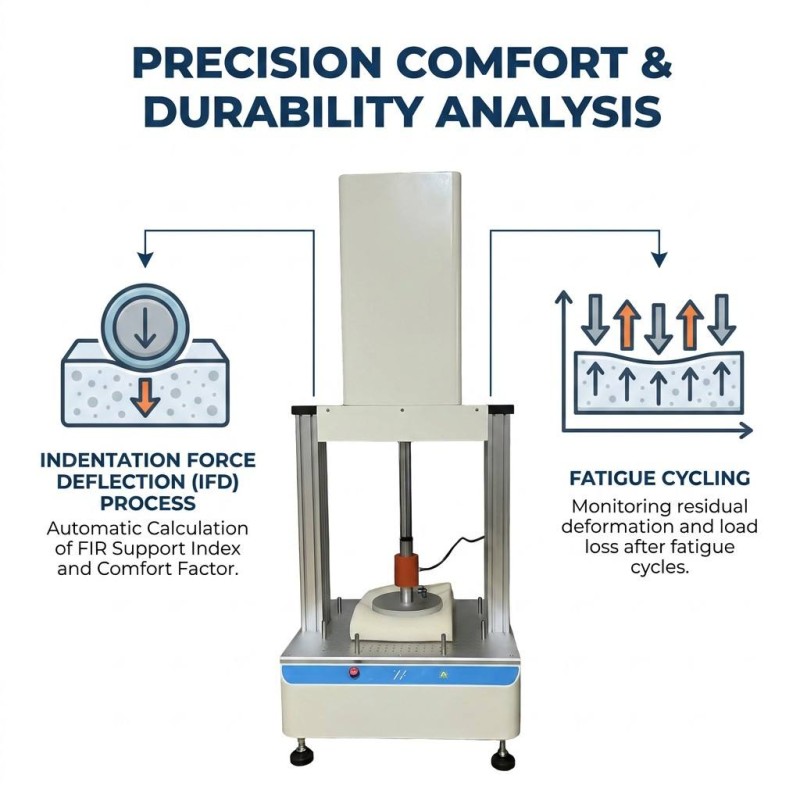 Touch Screen Servo Foam IFD Indentation Force Deflection Tester ASTM D3574 Sponge Compression Rebound Testing Machine